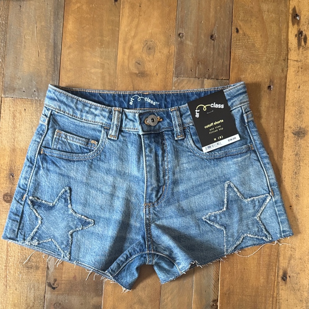 Art Class star patch Blue denim Jean Shorts medium 8 girls